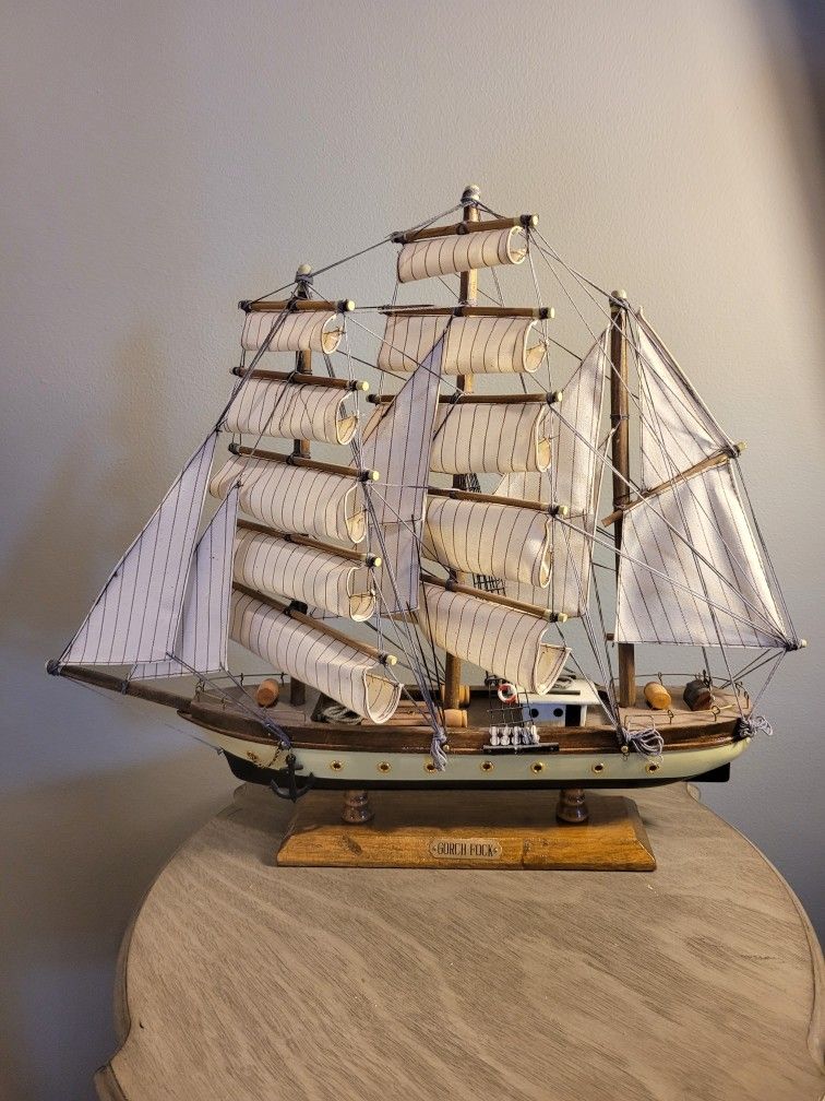 Vintage "Gorch Fock" Wooden Model Ship