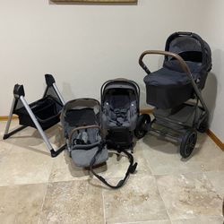 Nuna Mixx Stroller With Car Seat And Bassinet Grey