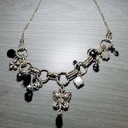Butterfly And Onix Necklace
