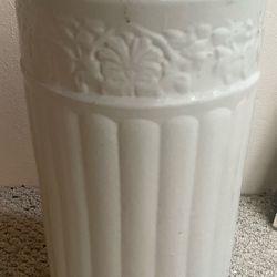 Antique White Umbrella Stand in Glazed Pottery/Earthenware