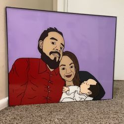Glass Paintings Family, Friends, Pets, Anime & Cartoon Portraits Available LOCATED IN COVINA
