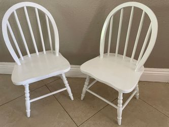 2 solid sturdy wood white kids chairs  $25 each
