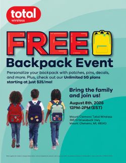 FREE BACKPACKS AT TOTAL WIRELESS
