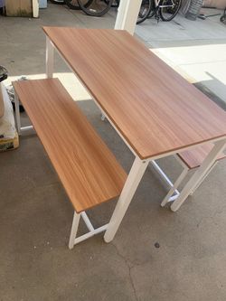 Dining Table Set with Two Benches