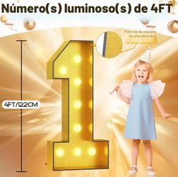 4FT Gold Marquee Light-Up Number 1