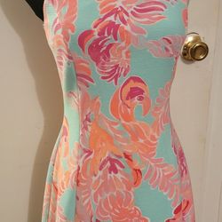 Lilly Pulitzer Womens Love Birds Cove Dress Fit And Flare Pink Sleeveless XS 