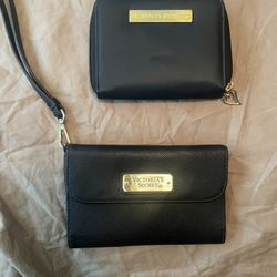 Two black Victoria’s Secret wallets with gold hardware perfect condition