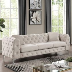 GLAM CREAM CHESTERFIELD INSPO SOFA TUFTED ACCENTS COUCH