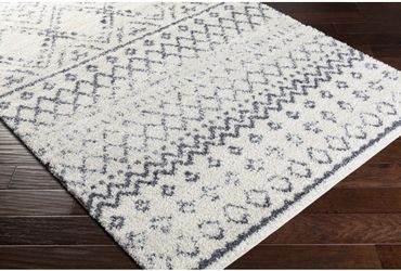 Ivory and Gray Moroccan Shag Area Rug - can deliver!