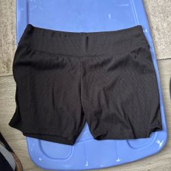Black Ribbed Biker Shorts