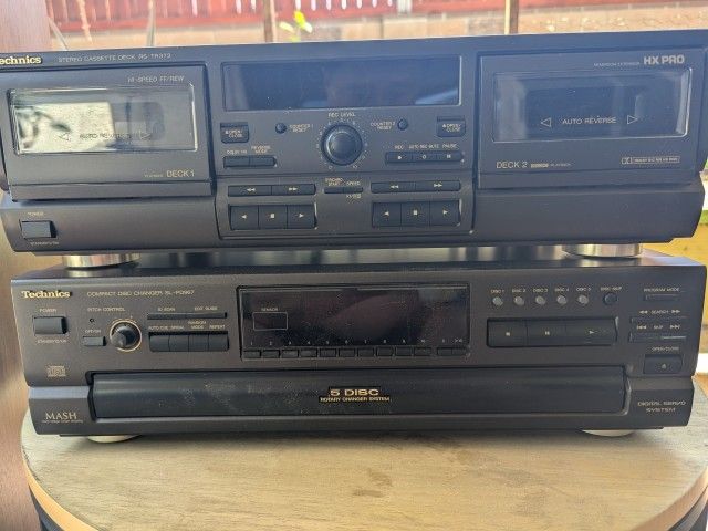Vintage Technics CD Changer And Cassette System