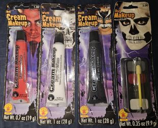 Halloween Face Make Up Kit Red White Black Cream  makeup With Feee Skull Make Up Kit