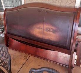 King size bed frame with leather headboard