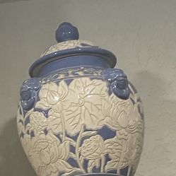 2 Identical Decorations  Jars Porcelain Hand Painted 