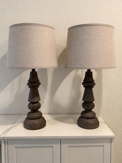Pair of Turned Wood Table Lamps
