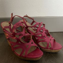 Hot Pink Cork Wedges 