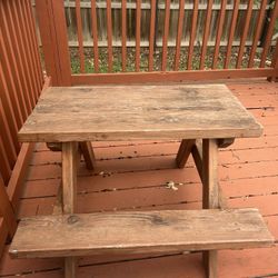Wooden picnic bench for kids