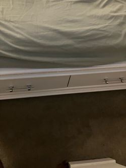 White Wood Bed Frame Rail with Hardware