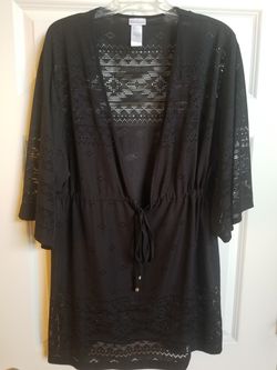 LIKE NEW! Women's L Lace Mesh Eyelet Tunic or Pool CoverUp Top