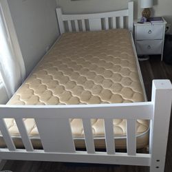 Kids twin bed frame & mattress