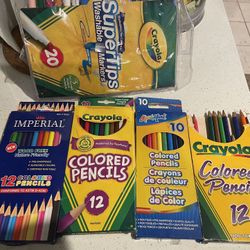 Colored pencils and school supplies