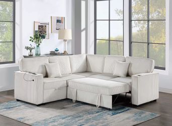 3-Piece Convertible Sectional with Storage and Pull-Out Bed