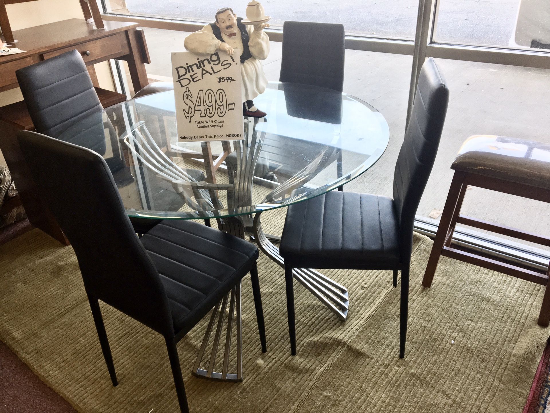 💥HUGE Blowout Furniture Sale!💥 Brand New Glass Table W/ 4 Chairs! $50 Down Takes It Home Today!