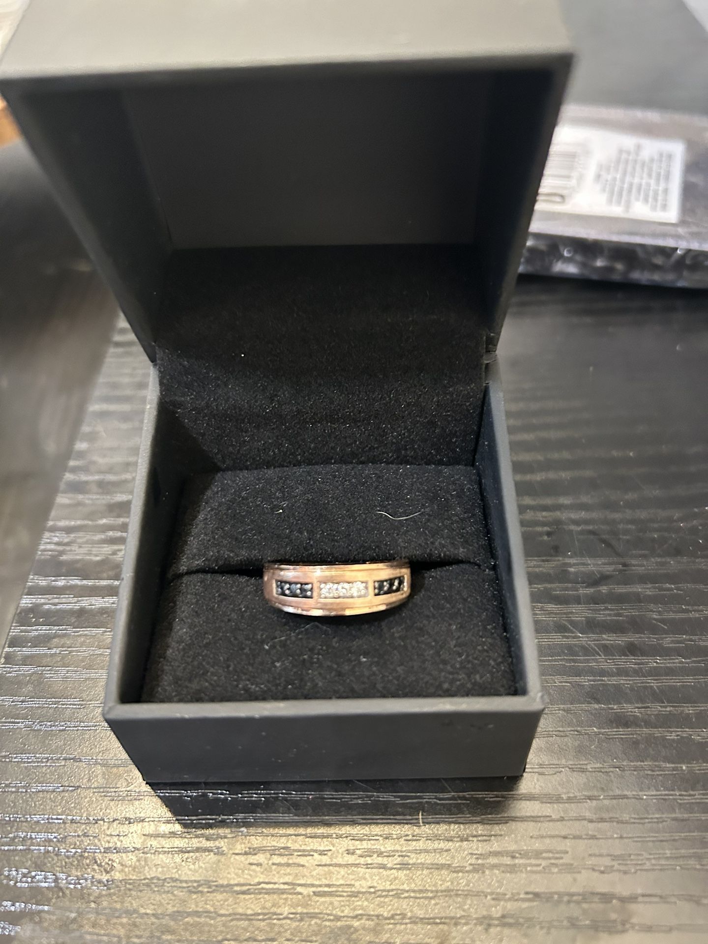 Size 10 Kay’s Men 1/4 10k Rose Gold Black & White Diamond Ring