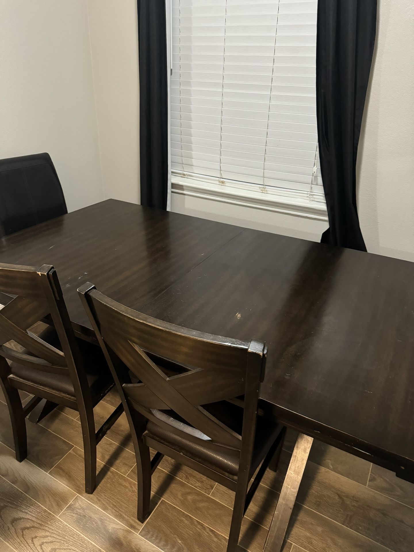 Large Wooden Table With 4 Chairs And Stool
