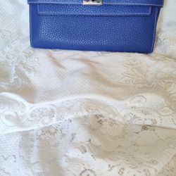 Blue Hermes Wallet 