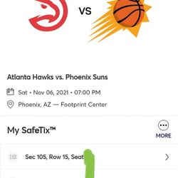 2 Suns Vs Hawks Lower Level Tickets. Section 105 row 15! Only 15 rows from the visitors bench!  Buy from a trusted seller
