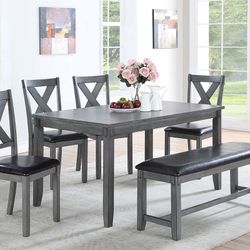 6PC Gray Dining Table Set 
