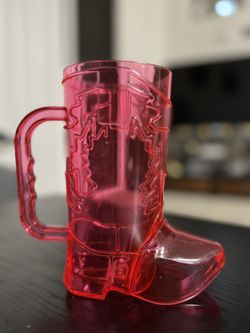 10 Bachelorette pink boot drink cups with straws