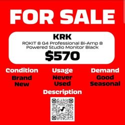 ROKIT 8 Generation 4 Powered Studio Monitor - Black, Speaker, amp, brand, new, sound, system, music, mixing, live