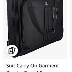 Suit Carry On Garment Bag for Travel & Business Trips With Shoulder Strap