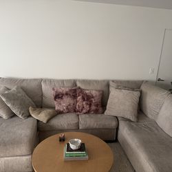 Large Beige Sectional Sofa – $450.00