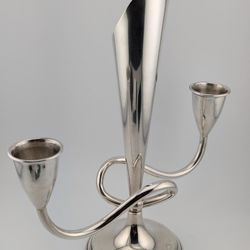 STUNNING 10" MID CENTURY MODERN MEXICAN STERLING SILVER DOUBLE CANDLE HOLDER EPERGNE