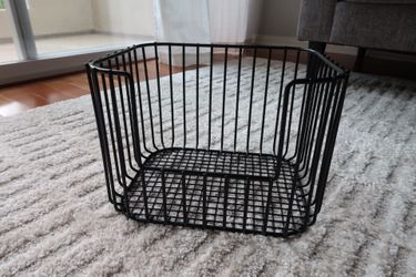 The Container Store Vertica Black Metal Storage Basket