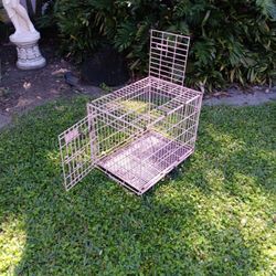 Folding Dog Crate 24 Inches ( Pink)