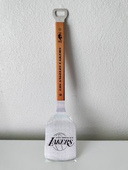 Lakers NBA Basketball Sports Grill Spatula & Bottle Opener Stainless Steel / Wood New