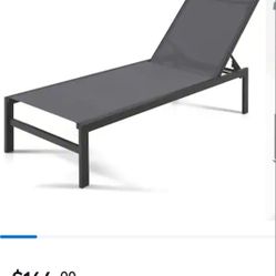 Gray Metal Frame C-spring Chaise Lounge Chair with Gray Mesh Seat