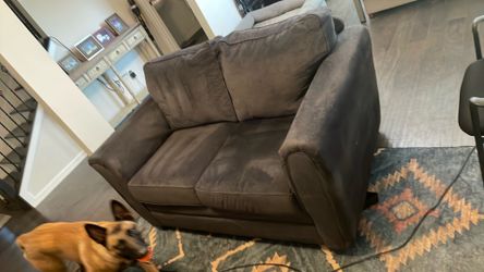 Dark Gray Overstuffed Loveseat