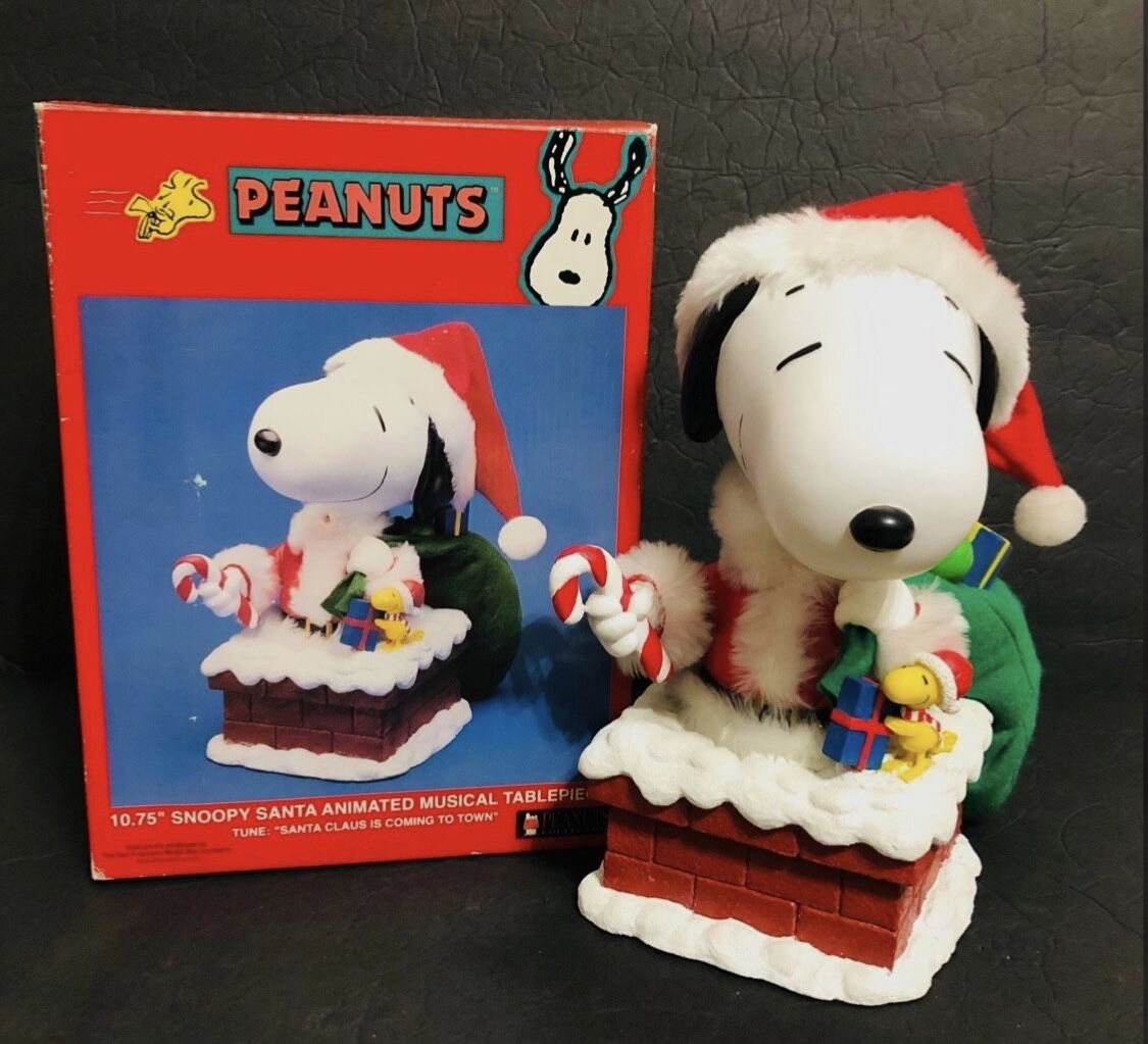 Peanuts 10.75” Snoopy Santa Animated and Musical Tablepiece