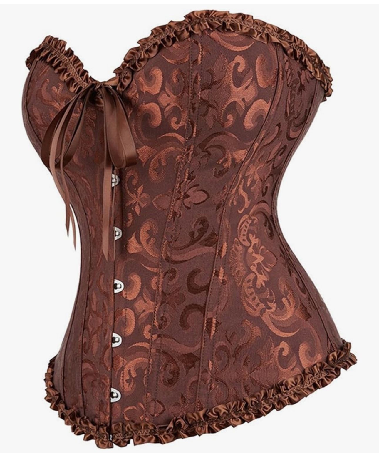 Small Brown Corset Tops for Women Bustier Top Shapewear Lingerie Lace Tied Renaissance Overbust Steampunk Corset Push Up Bustier
