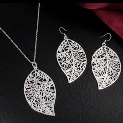 925 Sterling Silver Leaf Style Jewelry Set