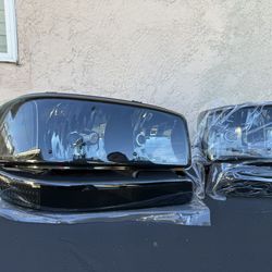 00-06 GMC Yukon Smoke Black Clear Reflector Headlights Parking Lights Set