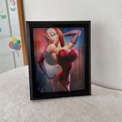 Jessica Rabbit Who Framed Roger Rabbit Print Black Wood Picture Frame. Sz: 8” X 10” USED!
