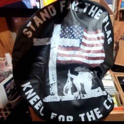 Stand for the flag kneel for the cross support out troops 14 in spare tire  cover genuine leather.