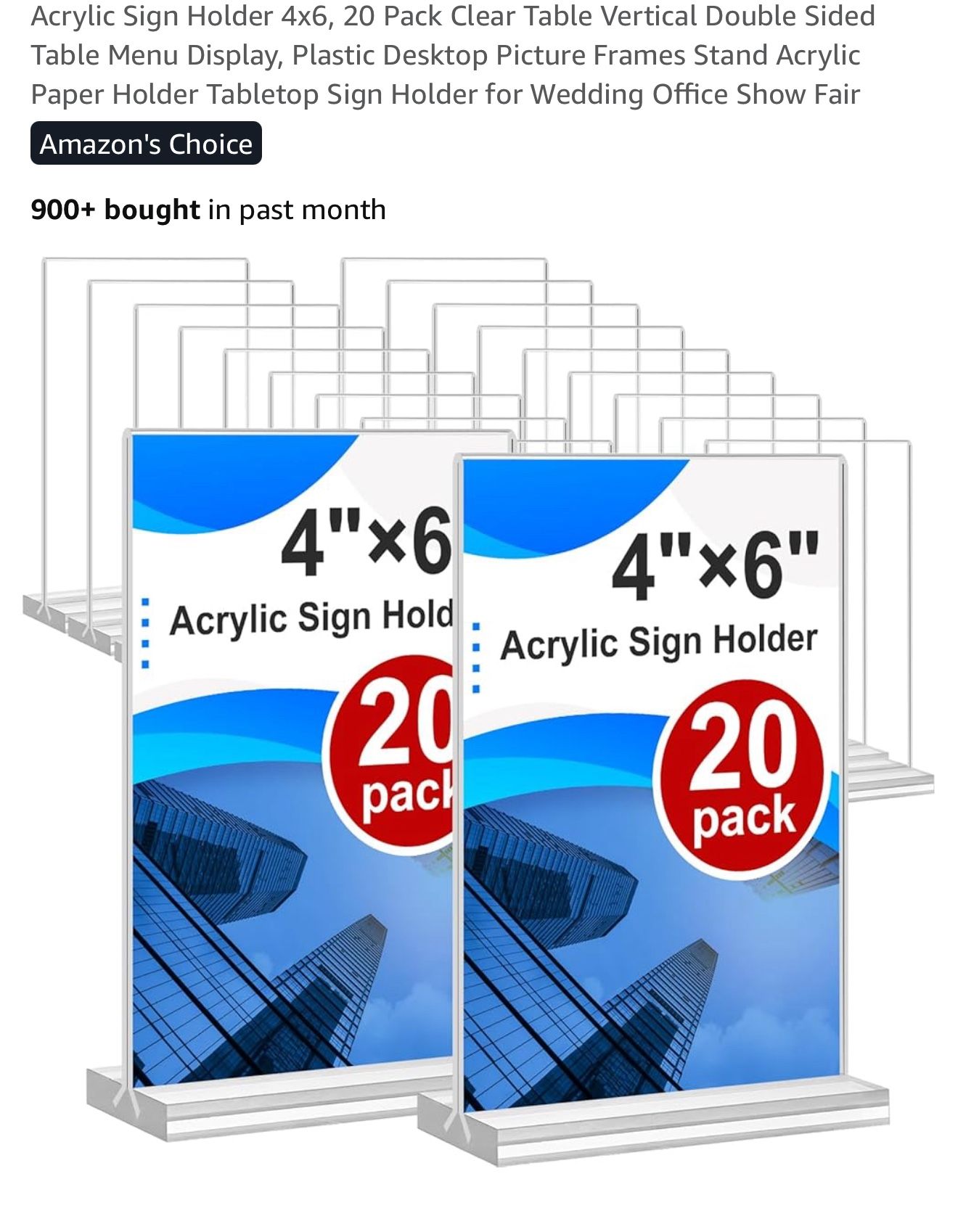 20 Acrylic Sign Holder W/ Removable Table Numbers