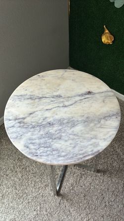Round Marble Top Side Table Chrome Base